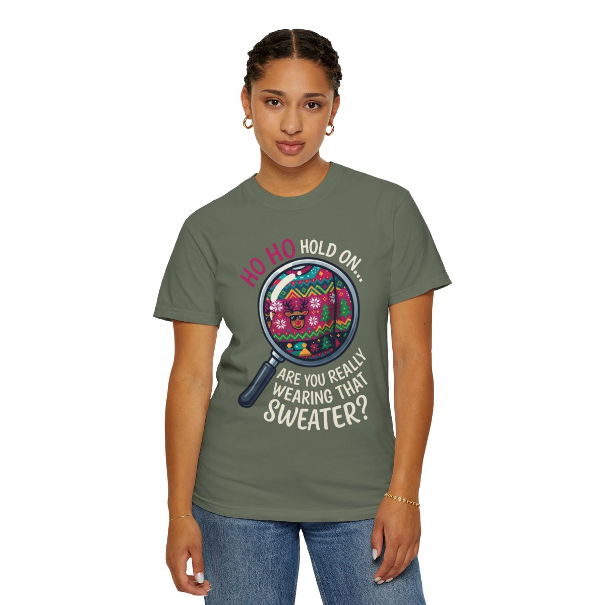 Color: Moss | Ugly Sweater Unisex Garment-Dyed Tee