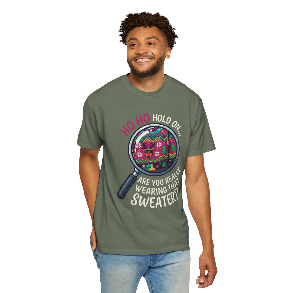Color: Moss | Ugly Sweater Unisex Garment-Dyed Tee