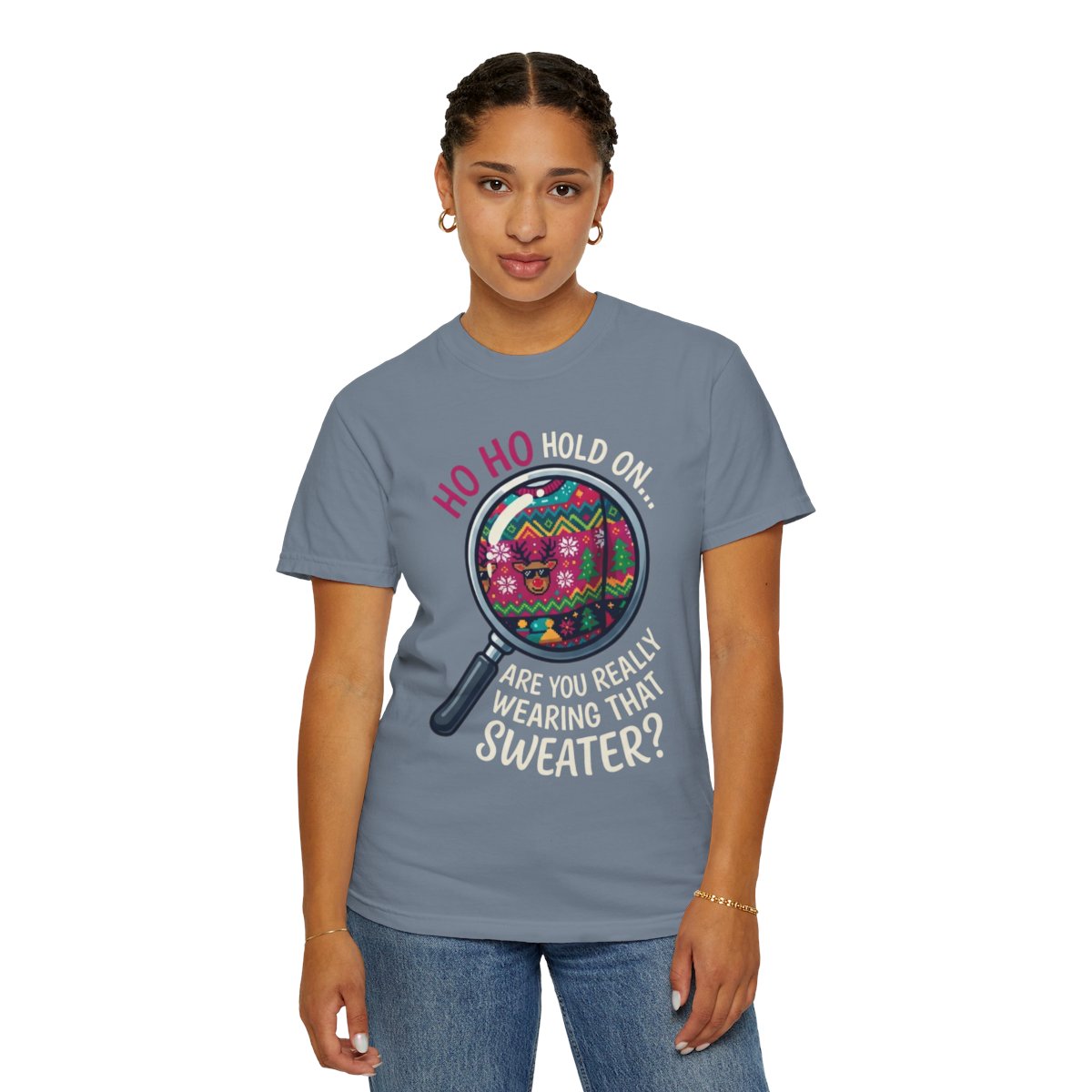 Color: Blue Jean | Ugly Sweater Unisex Garment-Dyed Tee
