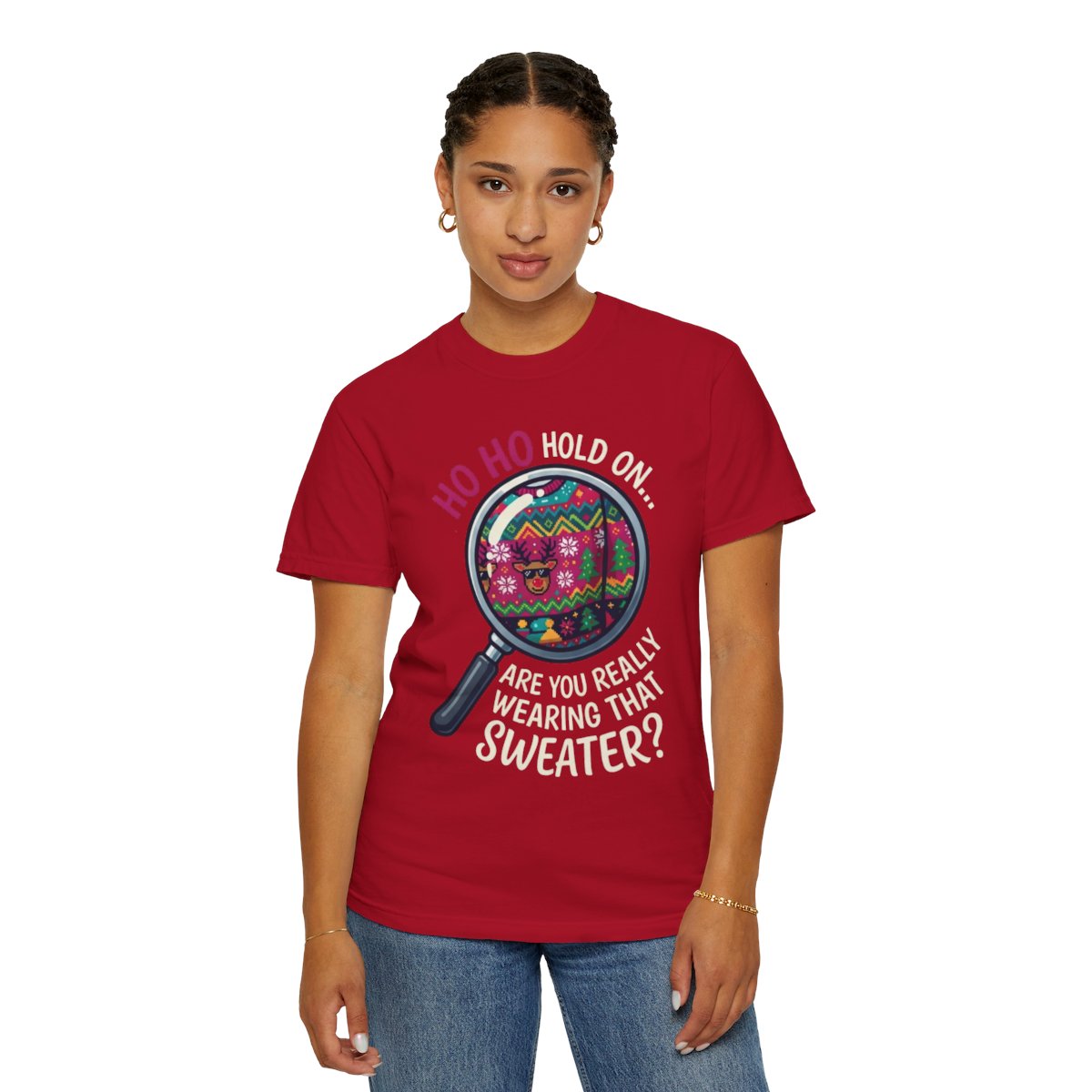 Color: Red | Ugly Sweater Unisex Garment-Dyed Tee