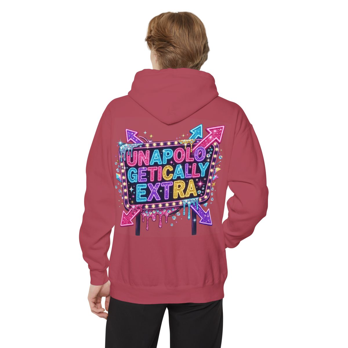 Color: Crimson | Unapoligetically Extra Garment-Dyed Hoodie