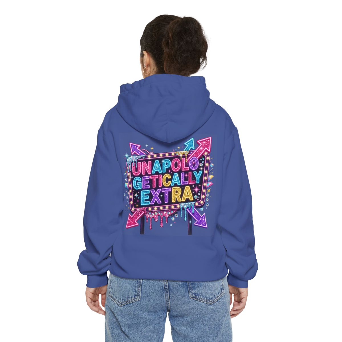 Color: Flo Blue | Unapoligetically Extra Garment-Dyed Hoodie