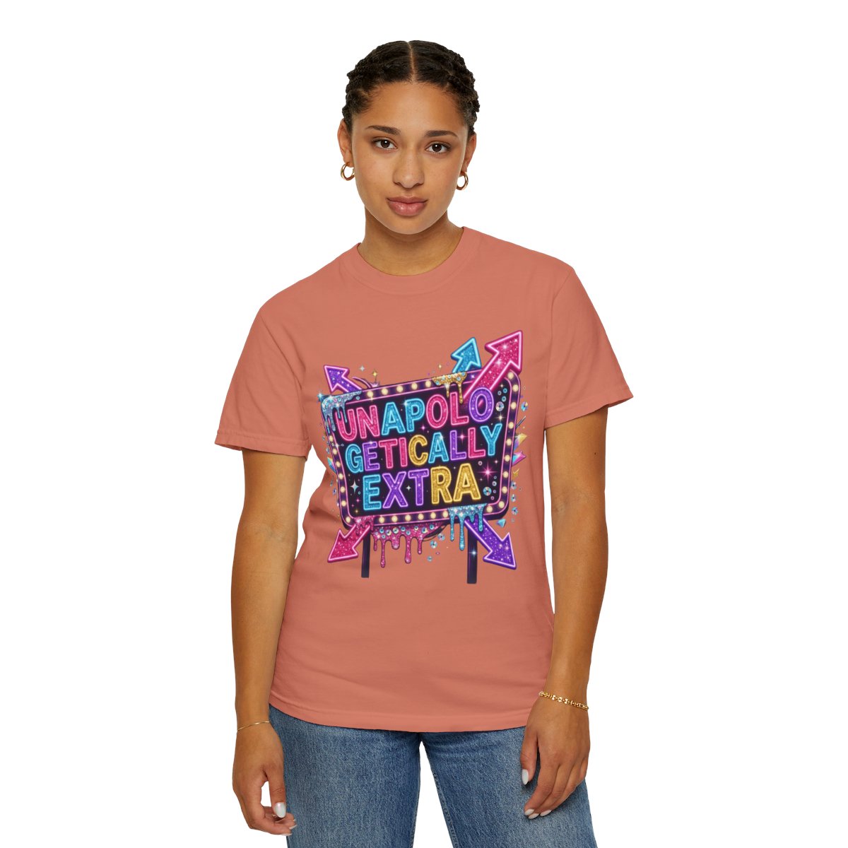 Color: Terracotta | Unapoligetically Extra Unisex Garment-Dyed Tee