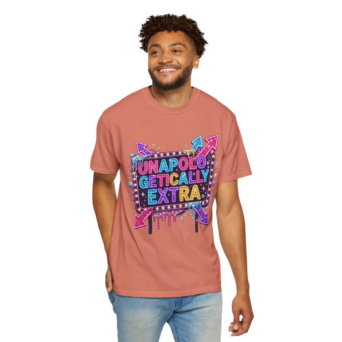 Color: Terracotta | Unapoligetically Extra Unisex Garment-Dyed Tee