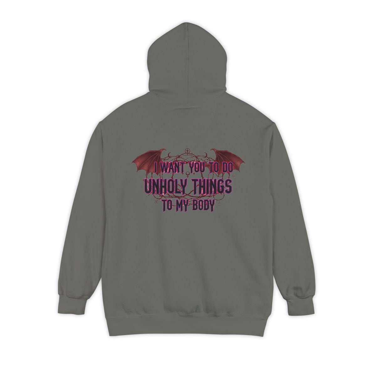 Color: Grey | Unholy Things Garment-Dyed Hoodie