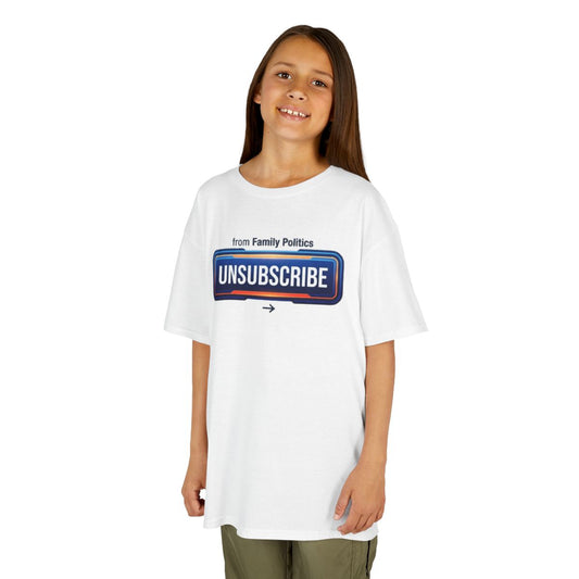Color: White | Unsubscribe From Family Politics Kids Tee
