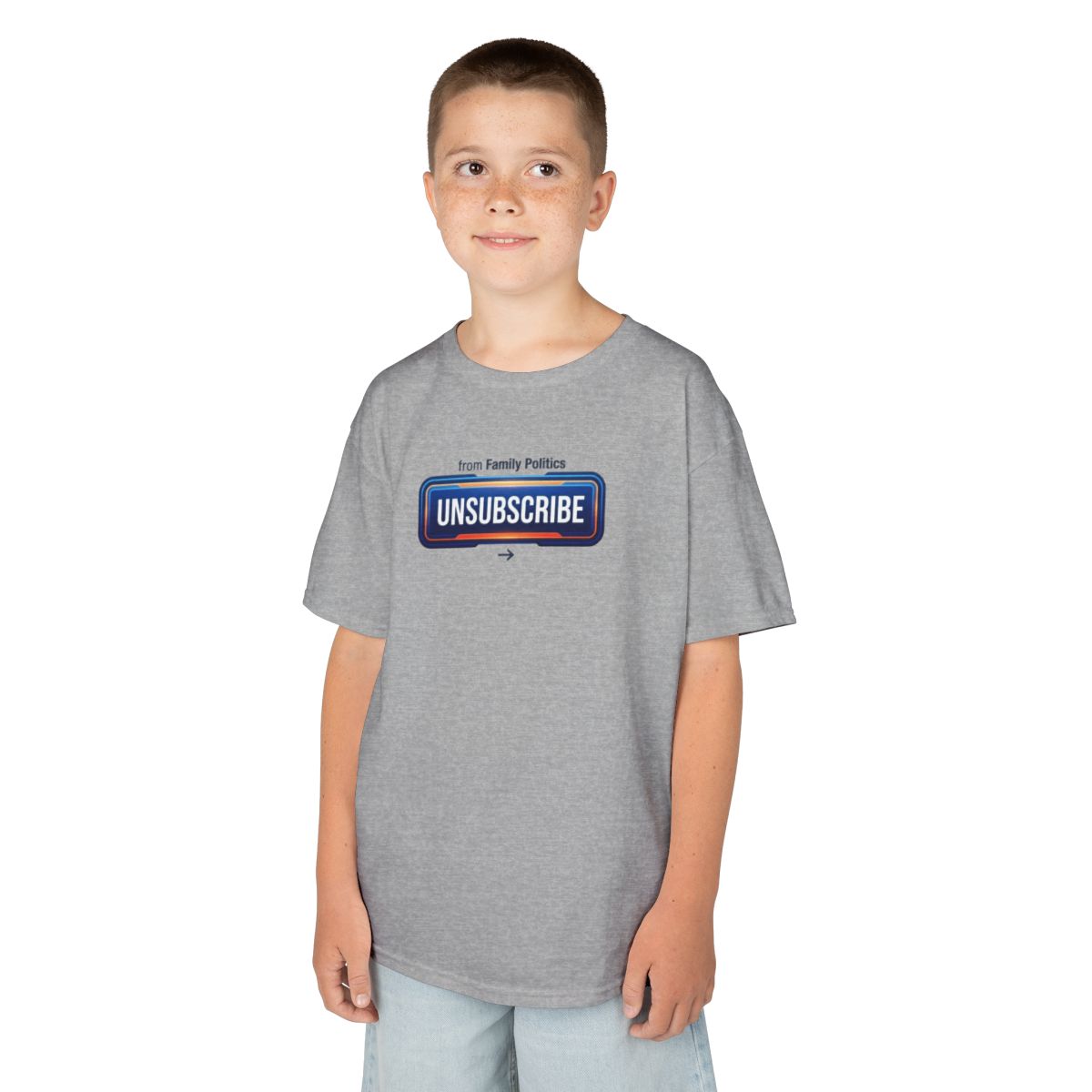 Color: Sport Grey | Unsubscribe From Family Politics Kids Tee