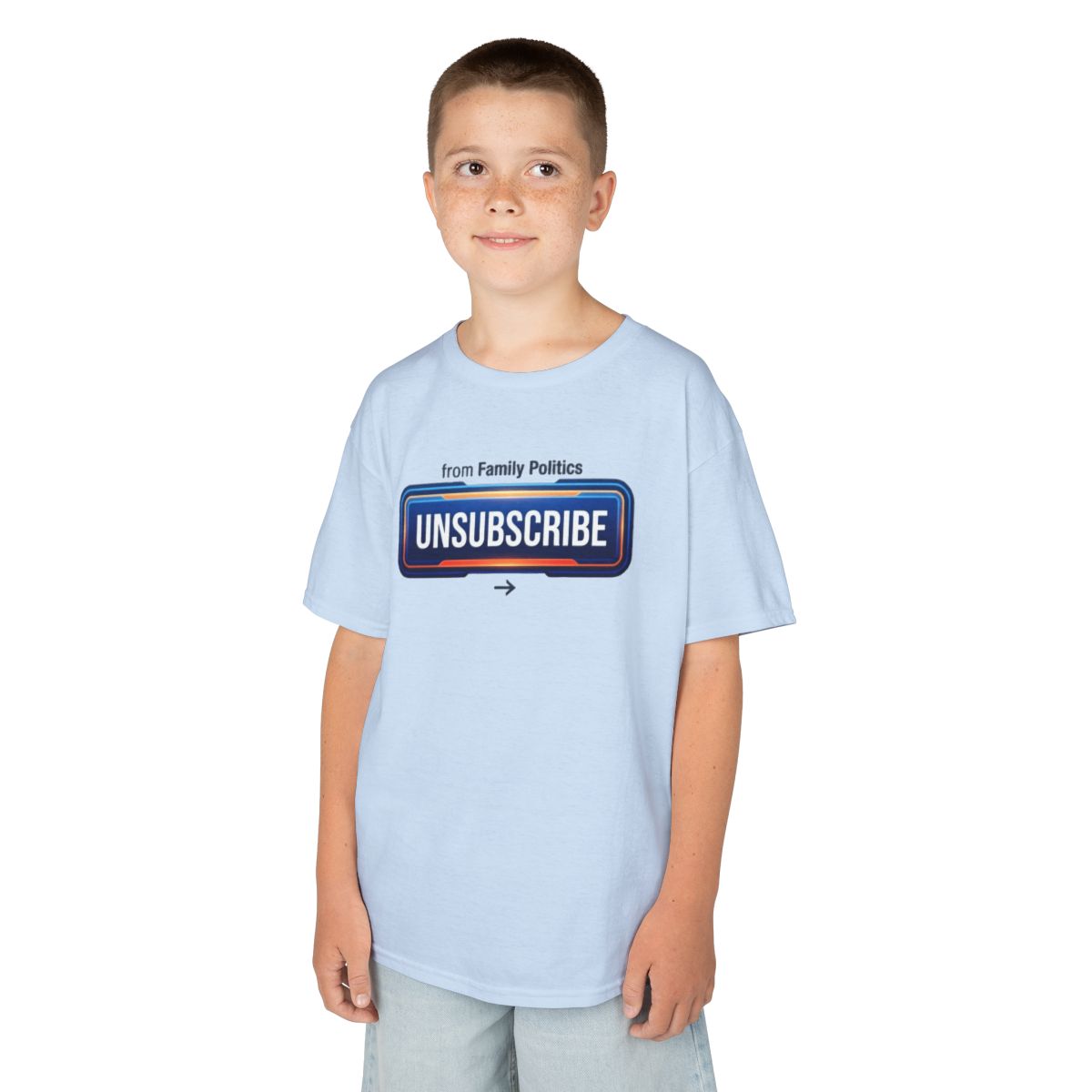 Color: Light Blue | Unsubscribe From Family Politics Kids Tee
