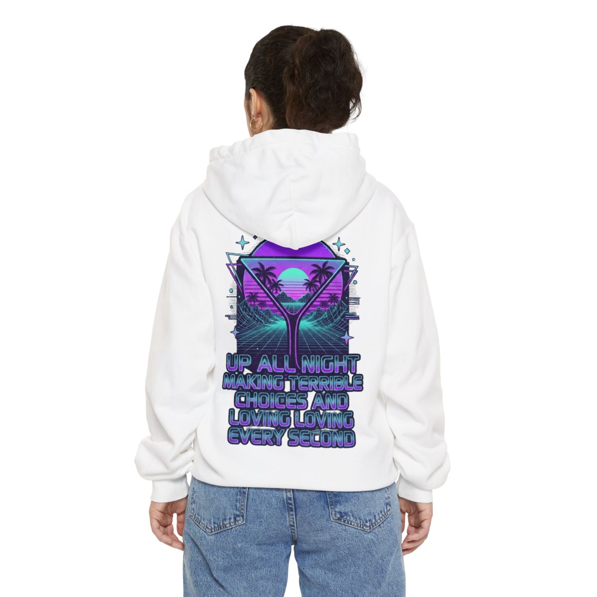 Color: White | Up All Night Garment-Dyed Hoodie