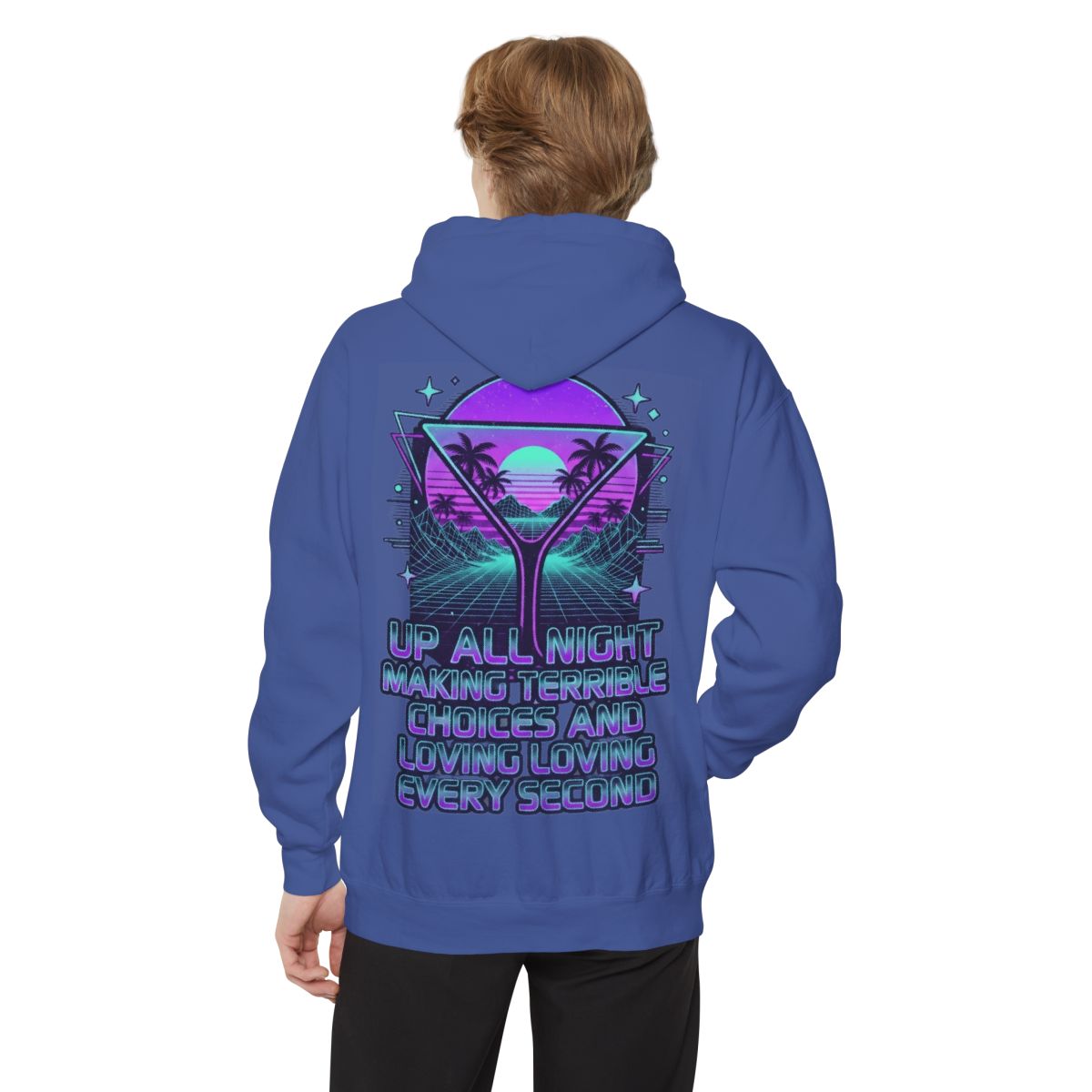 Color: Flo Blue | Up All Night Garment-Dyed Hoodie
