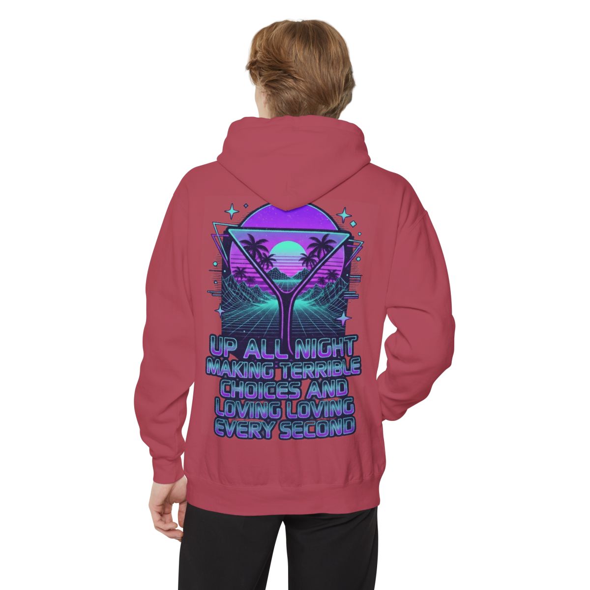 Color: Crimson | Up All Night Garment-Dyed Hoodie