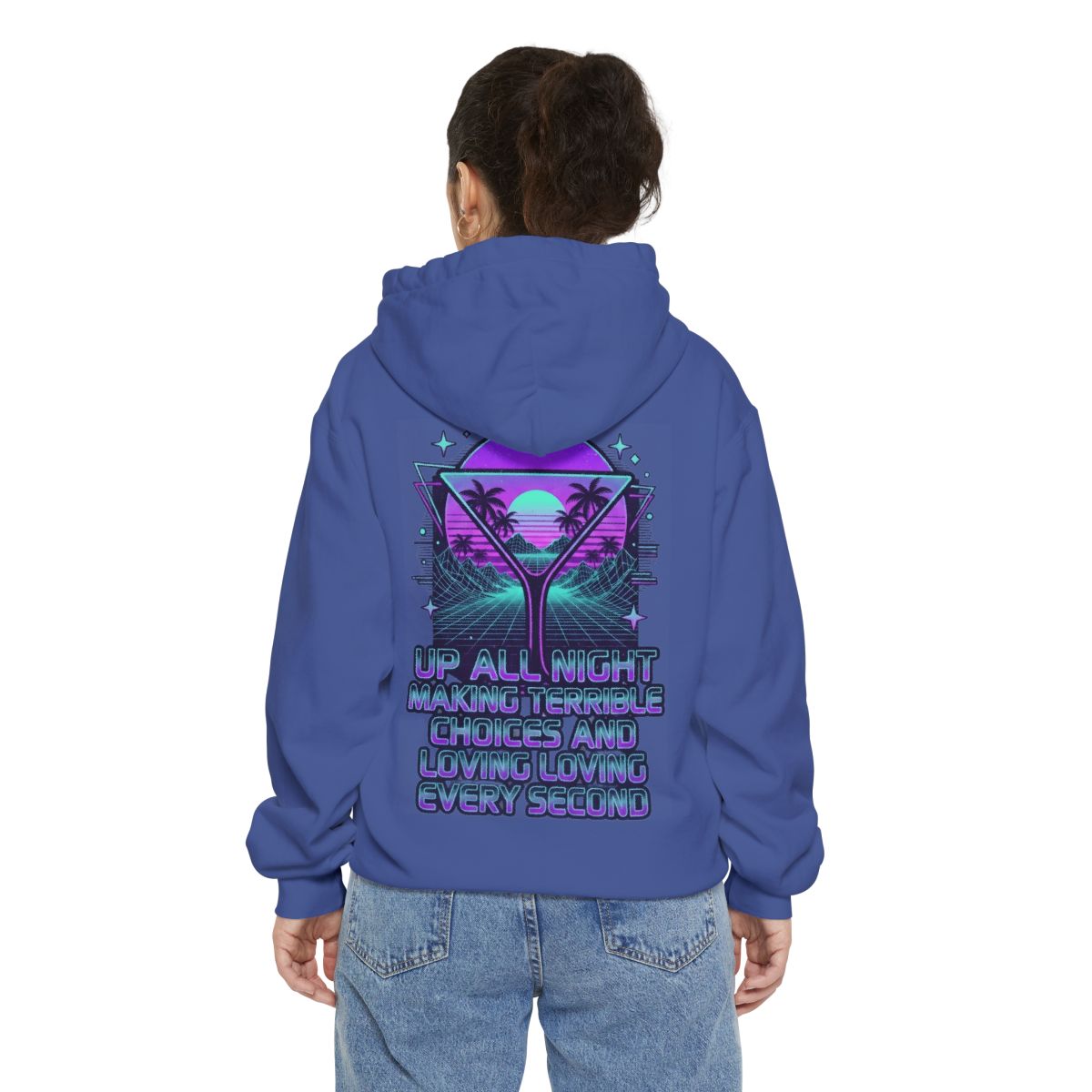 Color: Flo Blue | Up All Night Garment-Dyed Hoodie