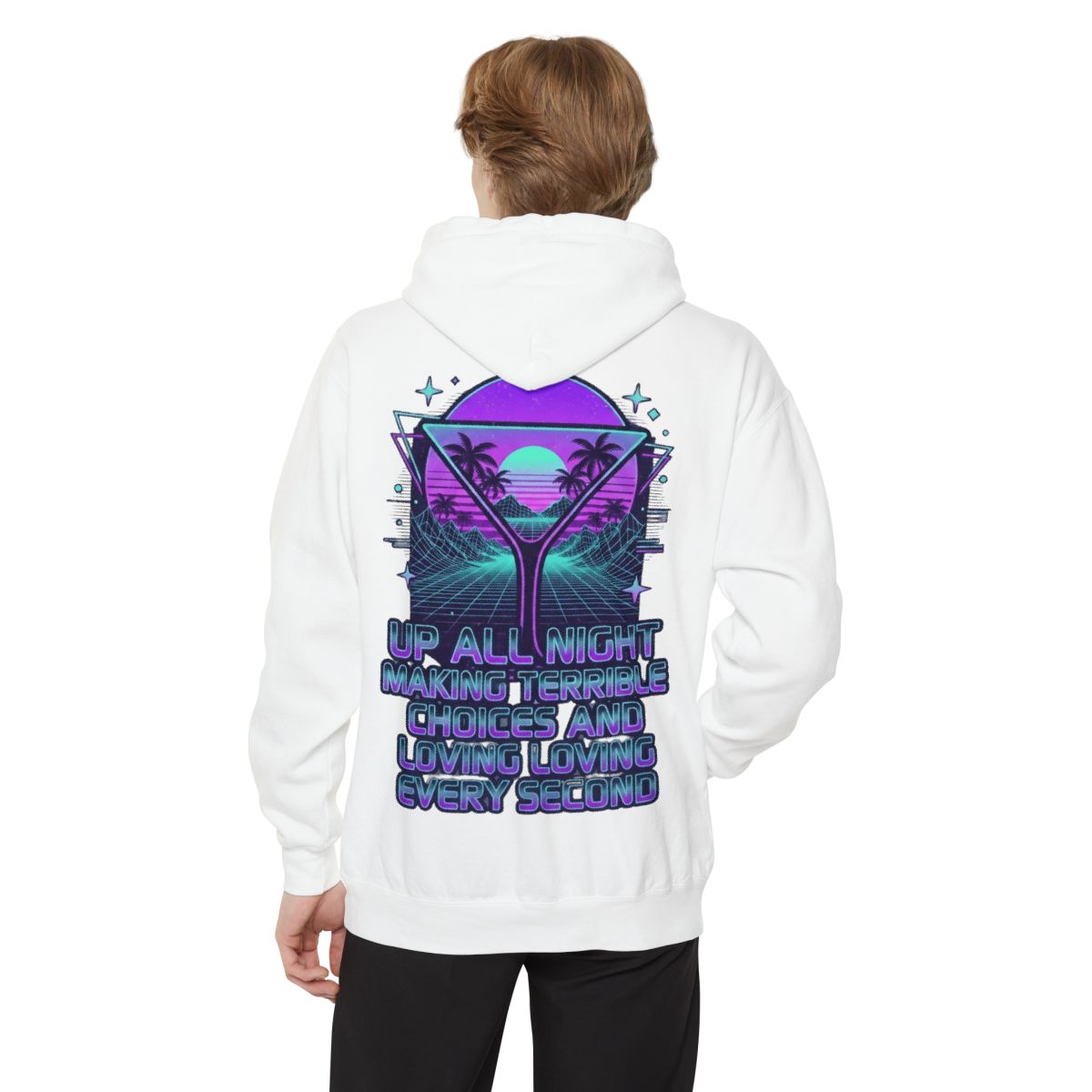 Color: White | Up All Night Garment-Dyed Hoodie