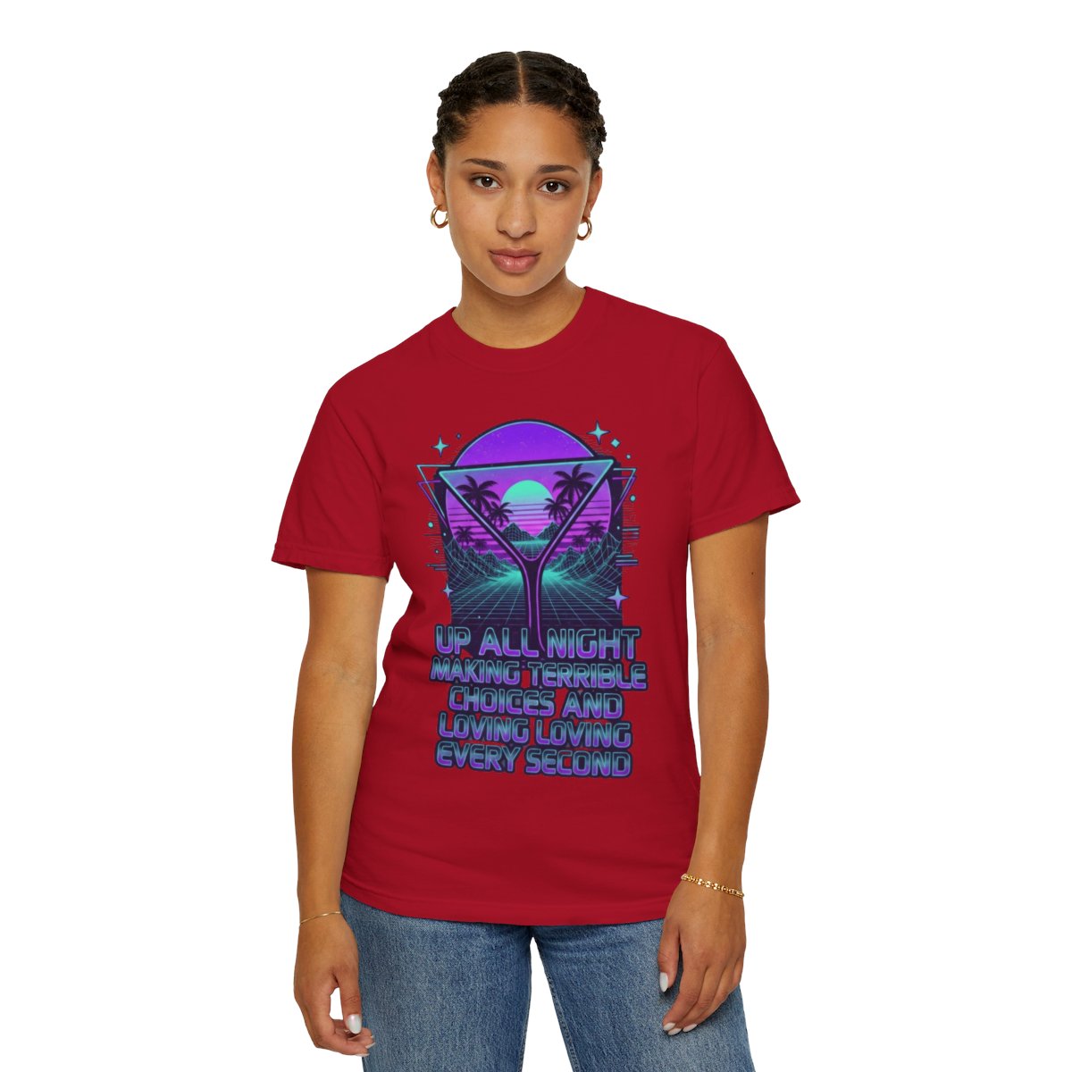 Color: Red | Up All Night Unisex Garment-Dyed Tee