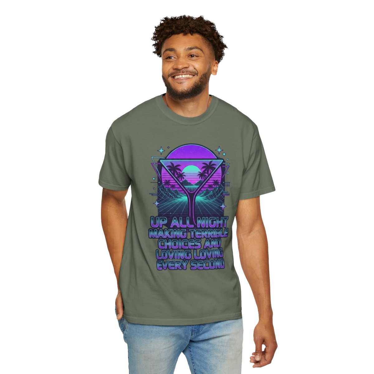 Color: Moss | Up All Night Unisex Garment-Dyed Tee