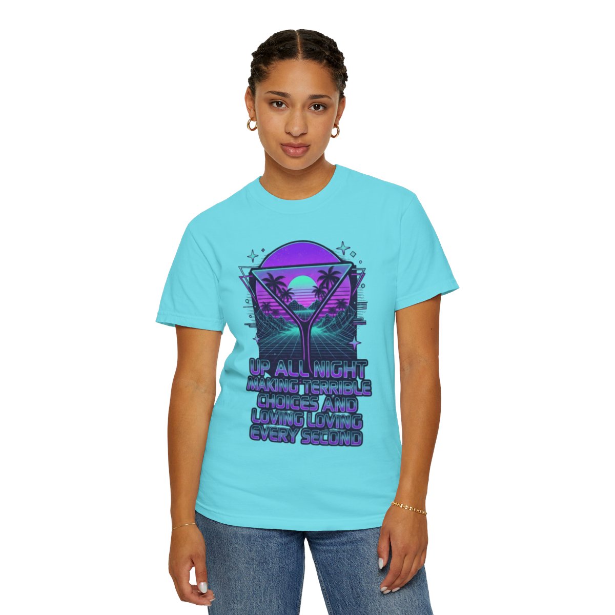 Color: Lagoon Blue | Up All Night Unisex Garment-Dyed Tee
