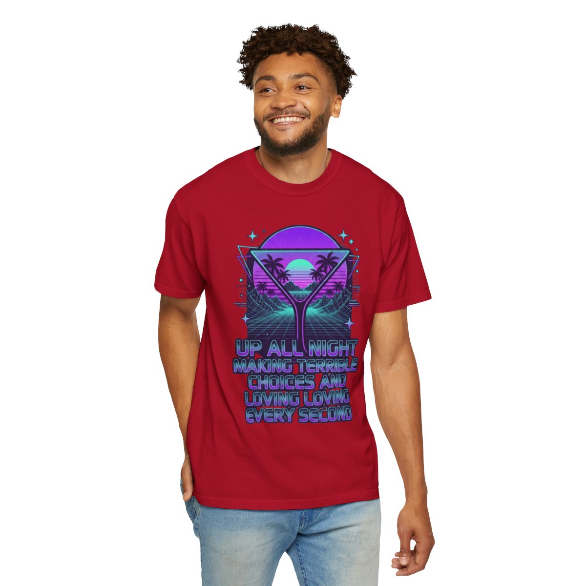 Color: Red | Up All Night Unisex Garment-Dyed Tee