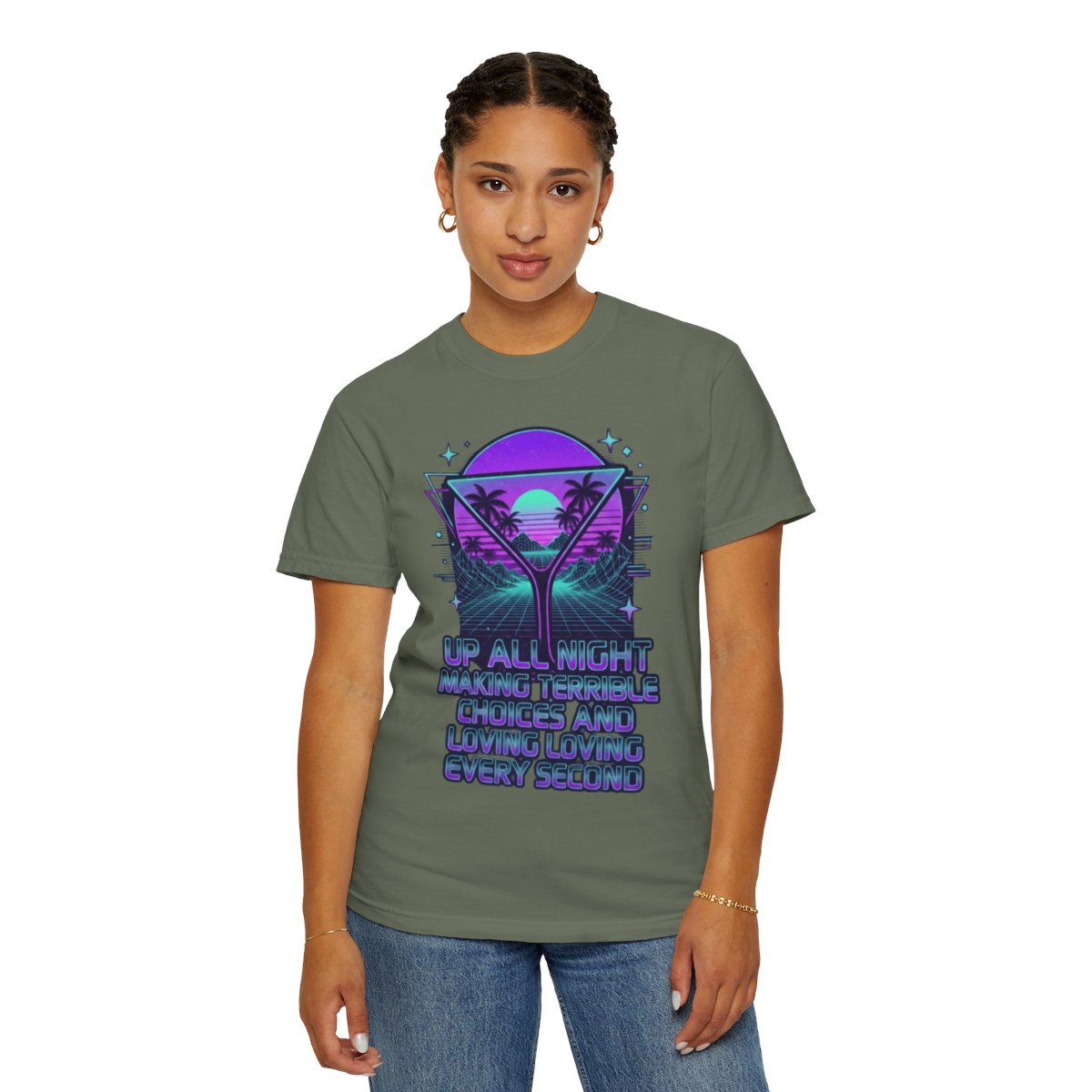 Color: Moss | Up All Night Unisex Garment-Dyed Tee