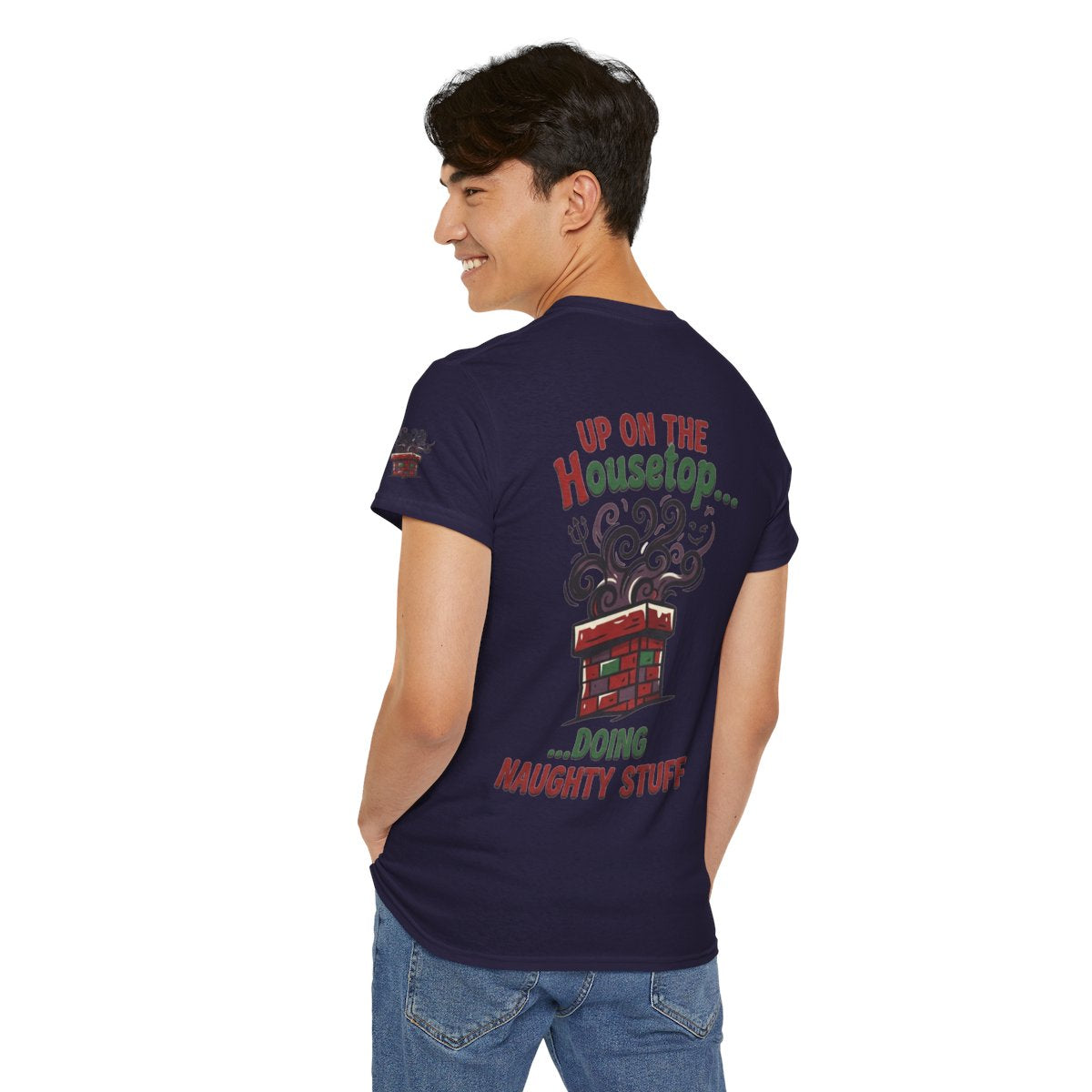 Color: Blackberry | Up On The Housetop Doing Naughty Stuff Premium Graphic Tee