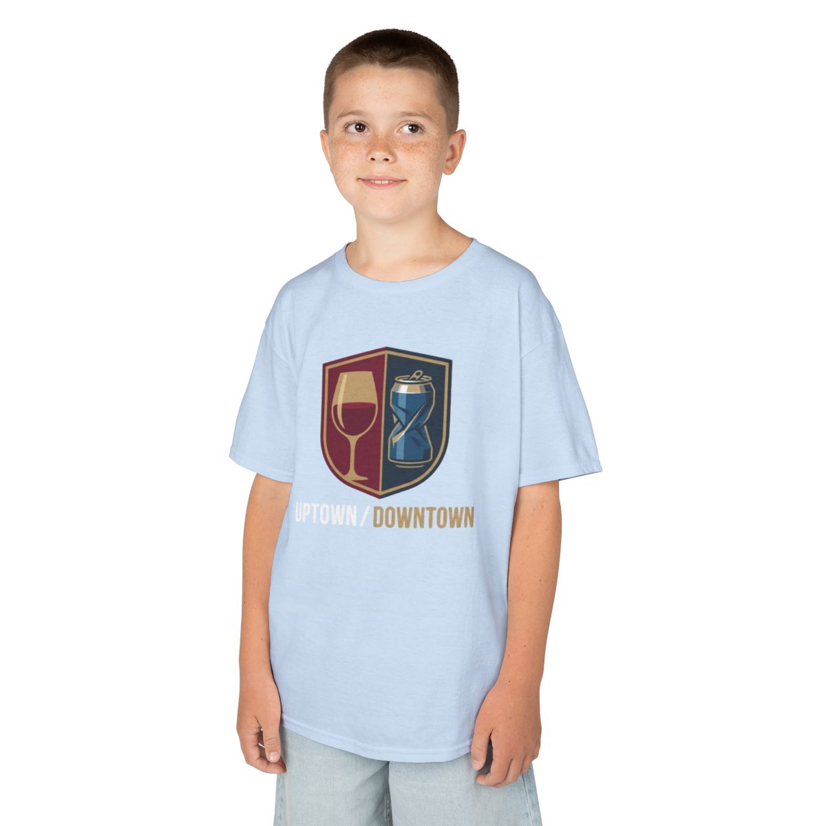 Color: Light Blue | Uptown-Downtown Kids Tee