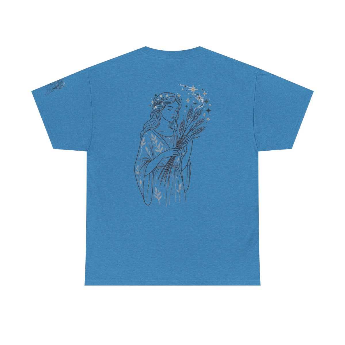 Color: Heather Sapphire | Virgo The Wheat Maiden Premium Graphic Tee