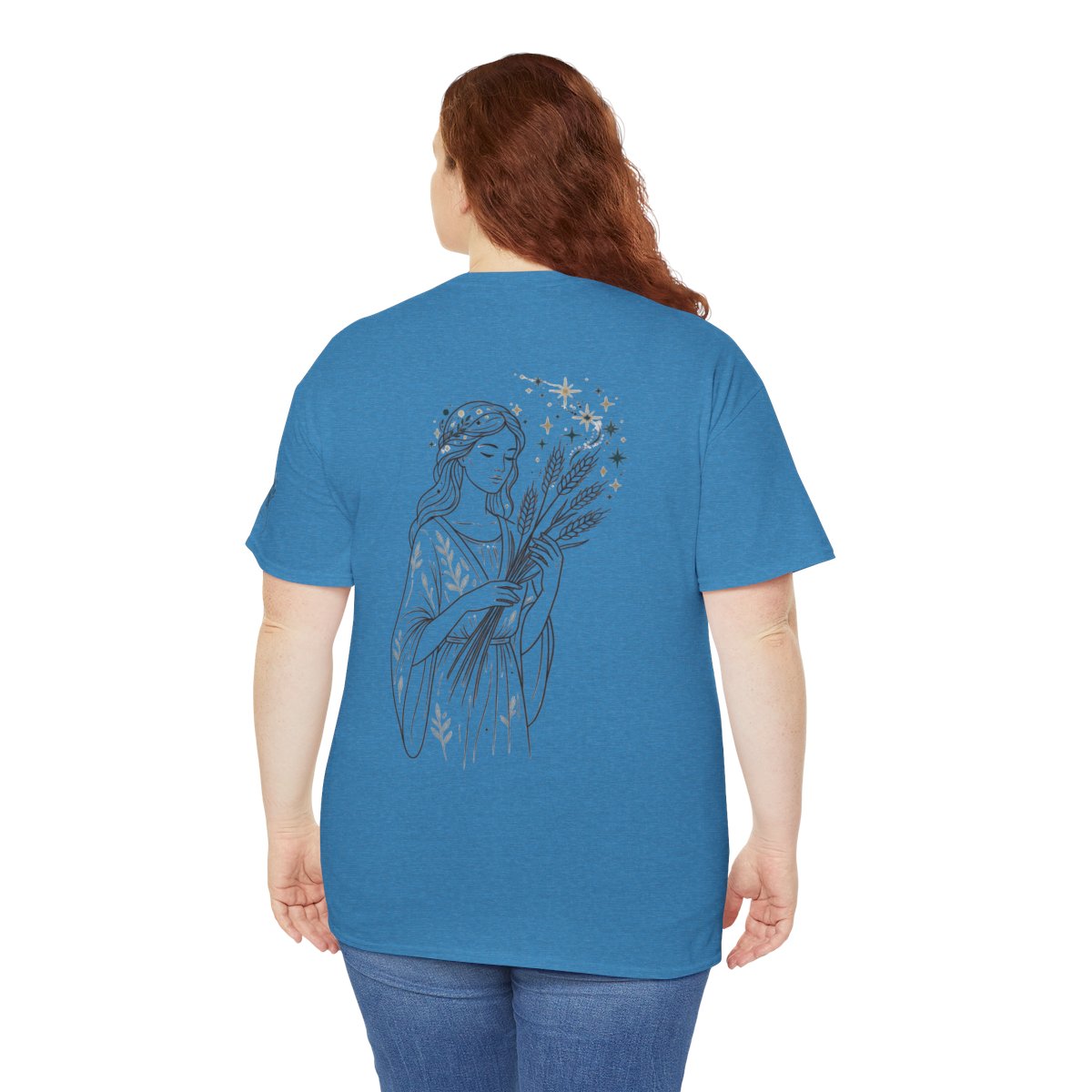 Color: Heather Sapphire | Virgo The Wheat Maiden Premium Graphic Tee