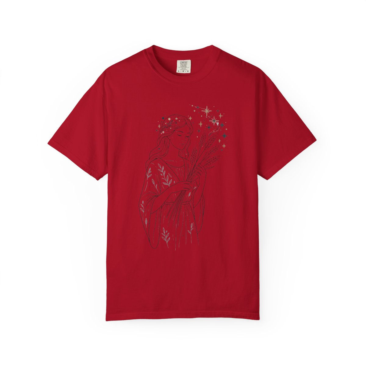 Color: Red | Virgo The Wheat Maiden Unisex Garment-Dyed Tee