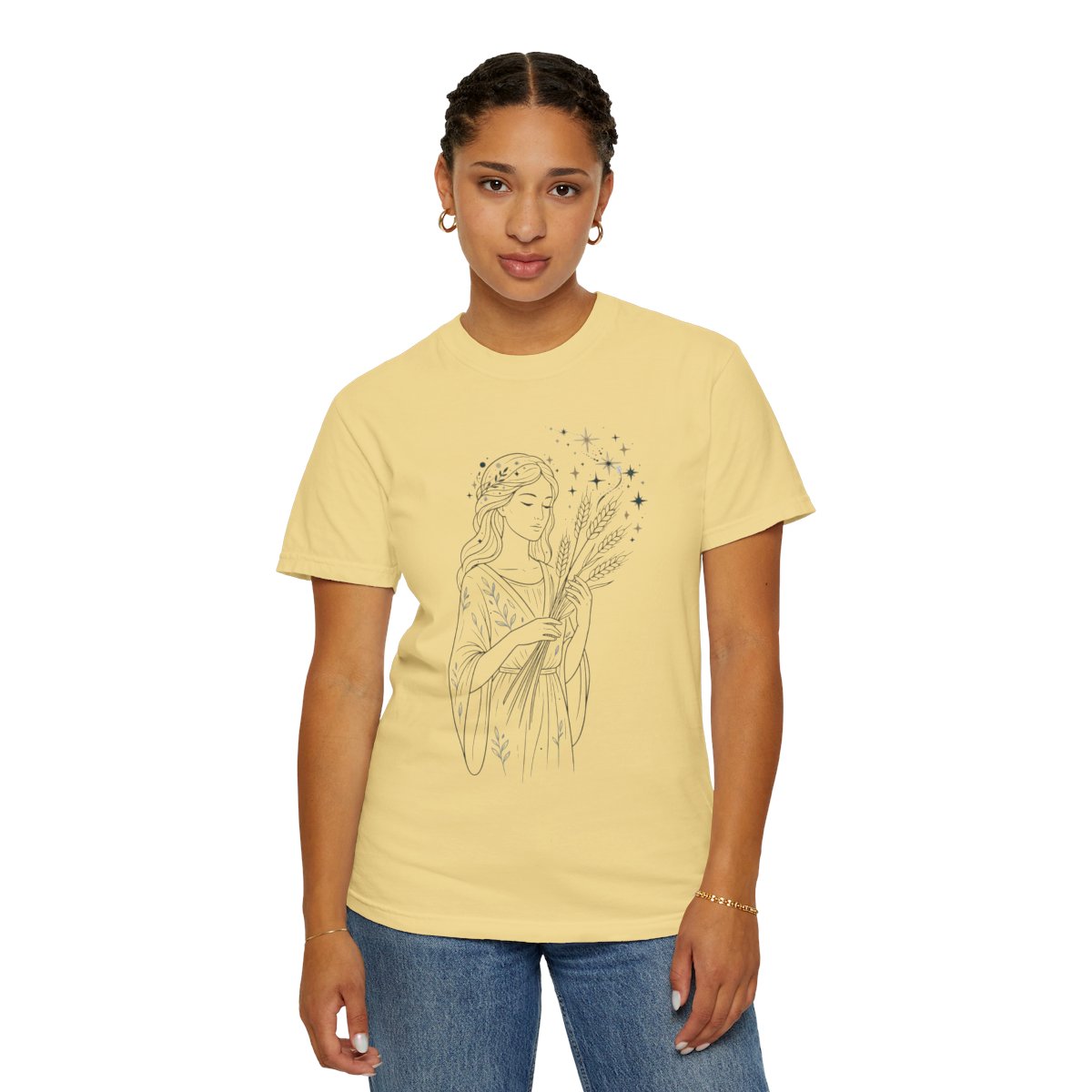 Color: Butter | Virgo The Wheat Maiden Unisex Garment-Dyed Tee