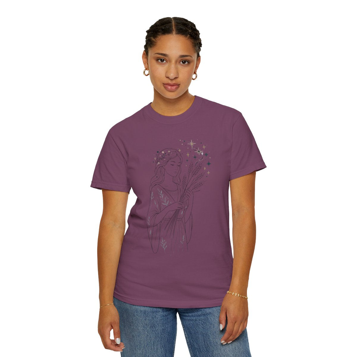 Color: Berry | Virgo The Wheat Maiden Unisex Garment-Dyed Tee