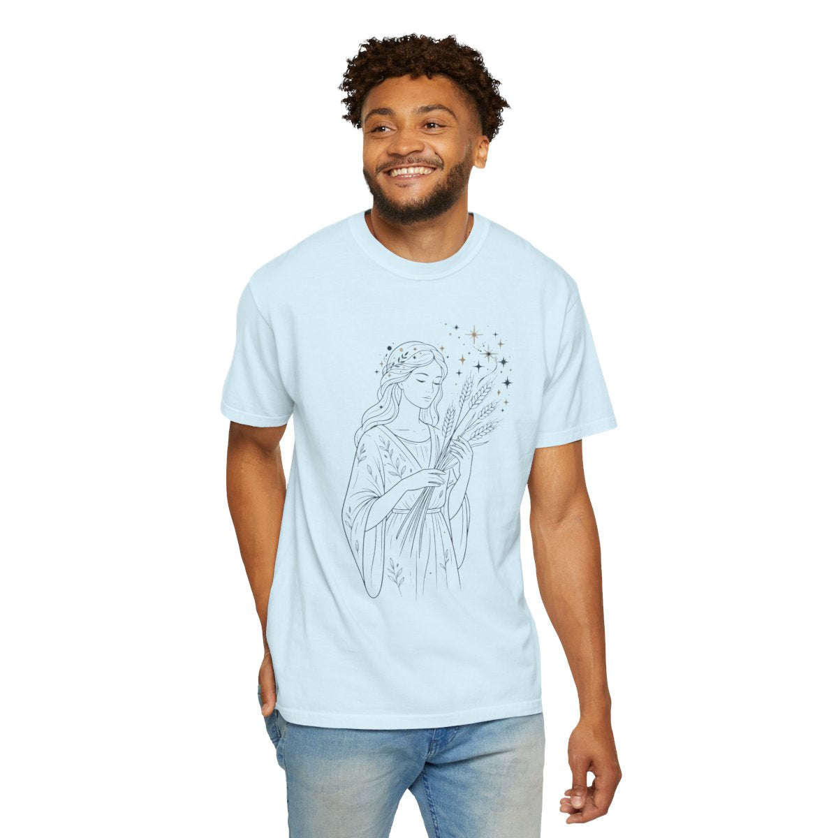 Color: Chambray | Virgo The Wheat Maiden Unisex Garment-Dyed Tee