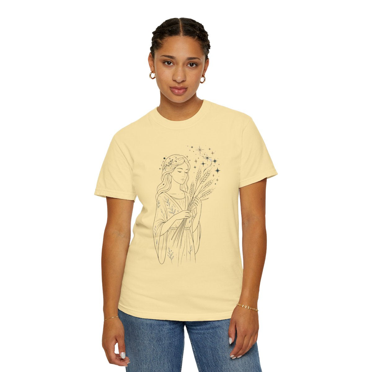 Color: Banana | Virgo The Wheat Maiden Unisex Garment-Dyed Tee