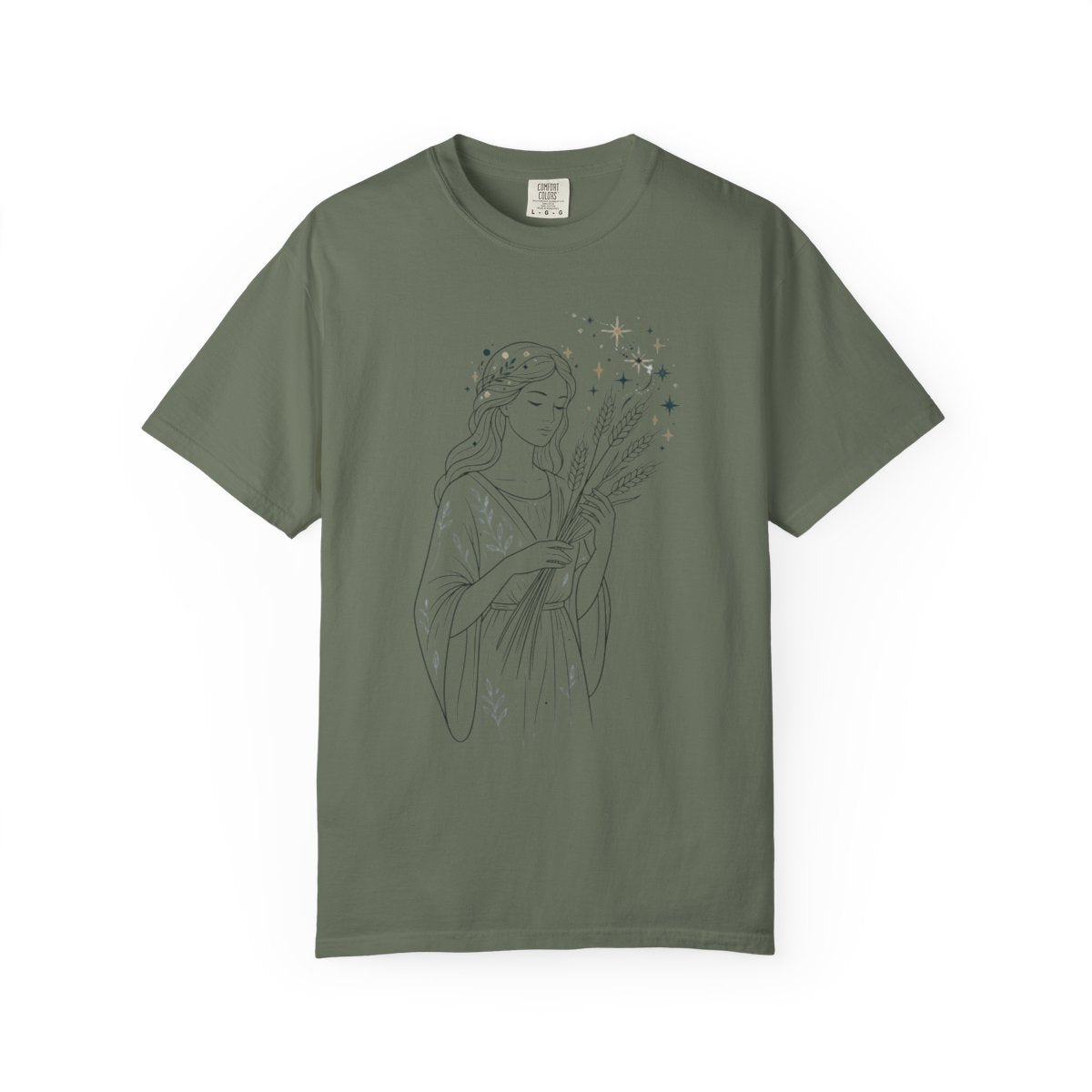Color: Moss | Virgo The Wheat Maiden Unisex Garment-Dyed Tee