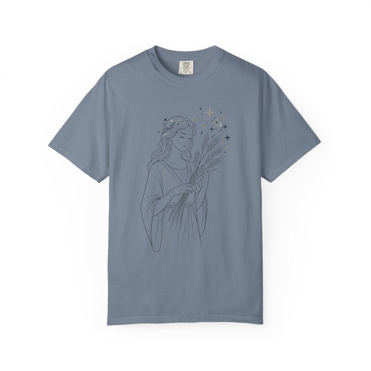 Color: Blue Jean | Virgo The Wheat Maiden Unisex Garment-Dyed Tee