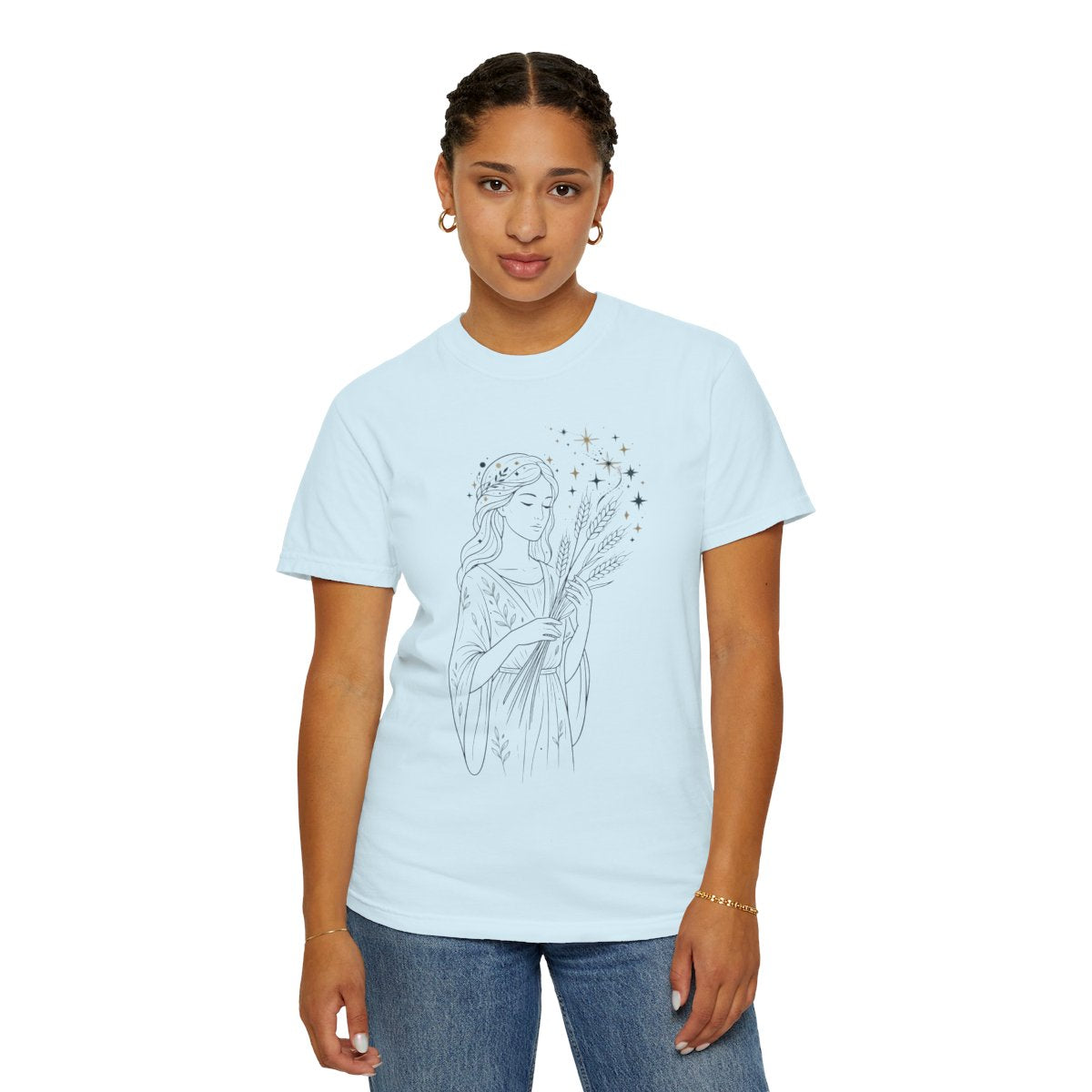 Color: Chambray | Virgo The Wheat Maiden Unisex Garment-Dyed Tee