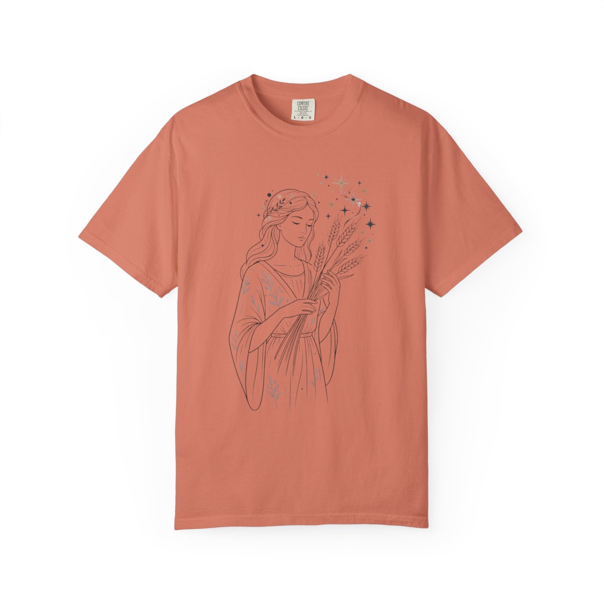 Color: Terracotta | Virgo The Wheat Maiden Unisex Garment-Dyed Tee