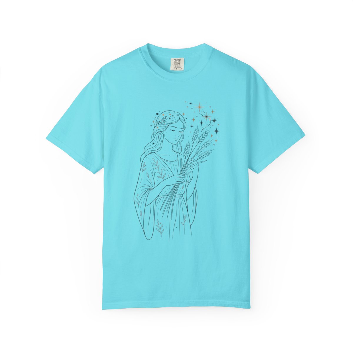 Color: Lagoon Blue | Virgo The Wheat Maiden Unisex Garment-Dyed Tee