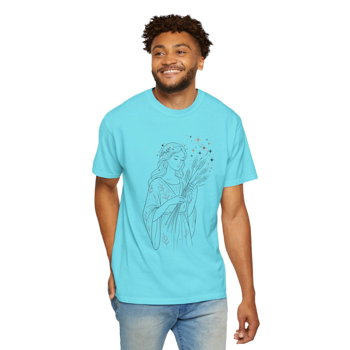 Color: Lagoon Blue | Virgo The Wheat Maiden Unisex Garment-Dyed Tee
