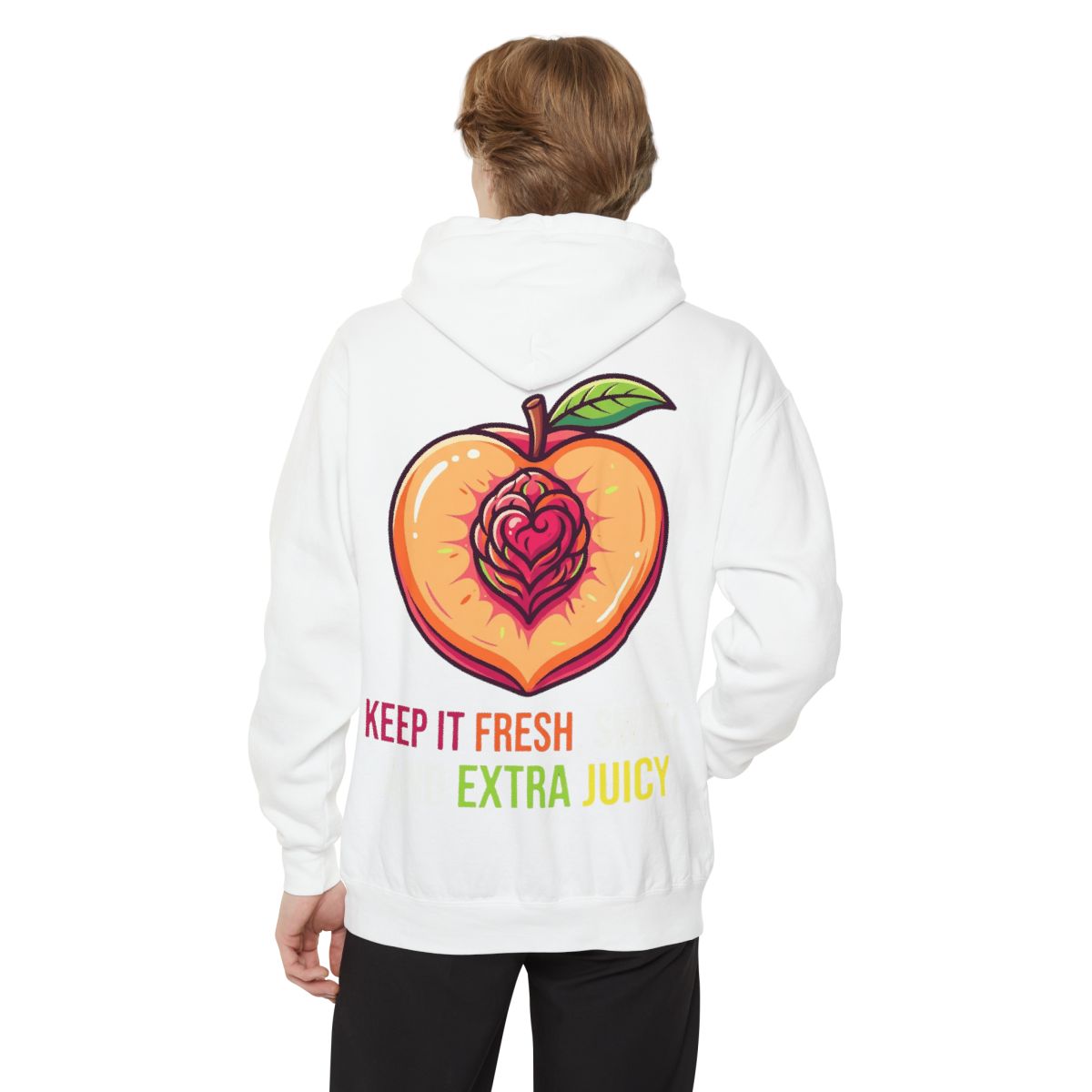 Color: White | Warm Sweet Juicy Garment-Dyed Hoodie