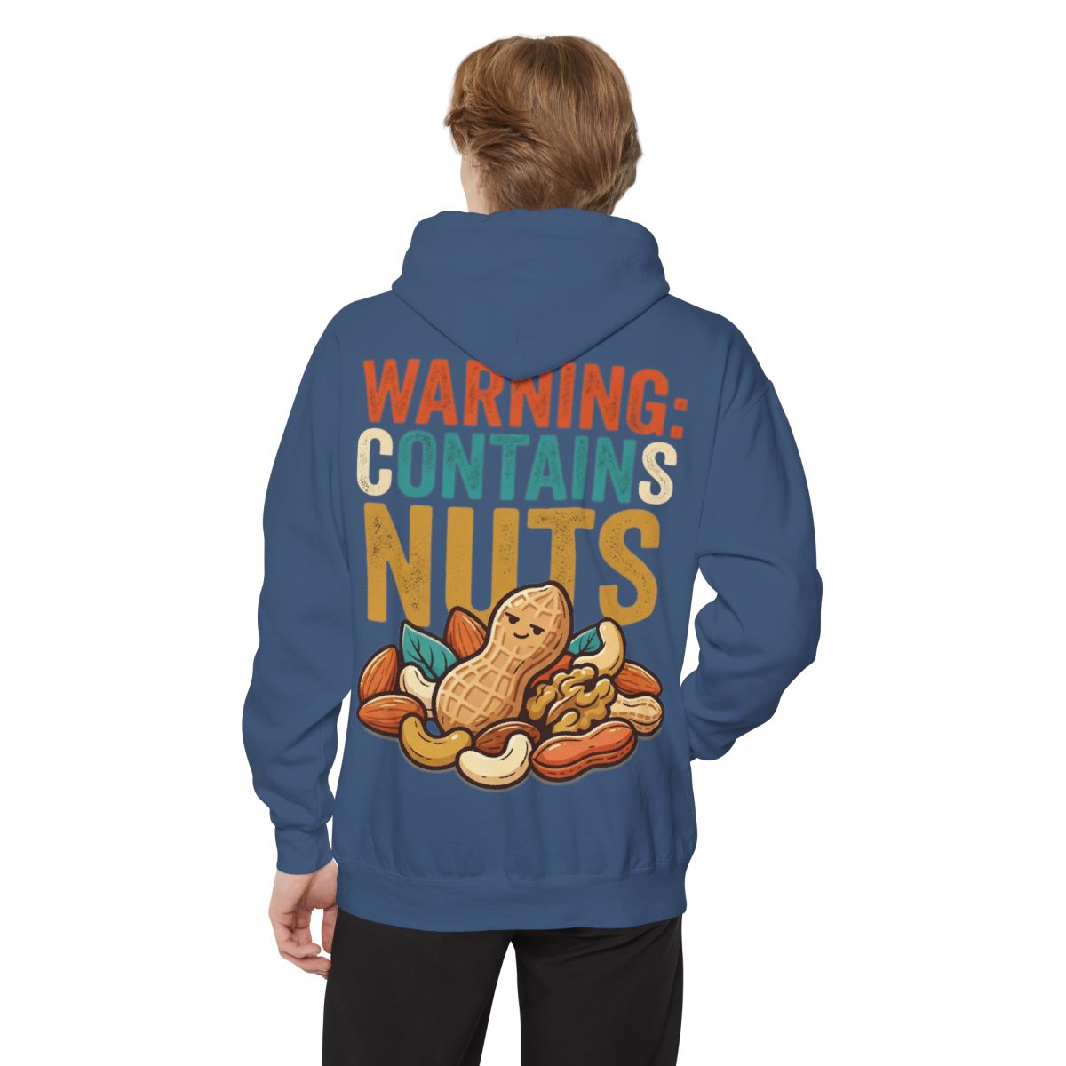 Color: True Navy | Warning Contains Nuts Garment-Dyed Hoodie
