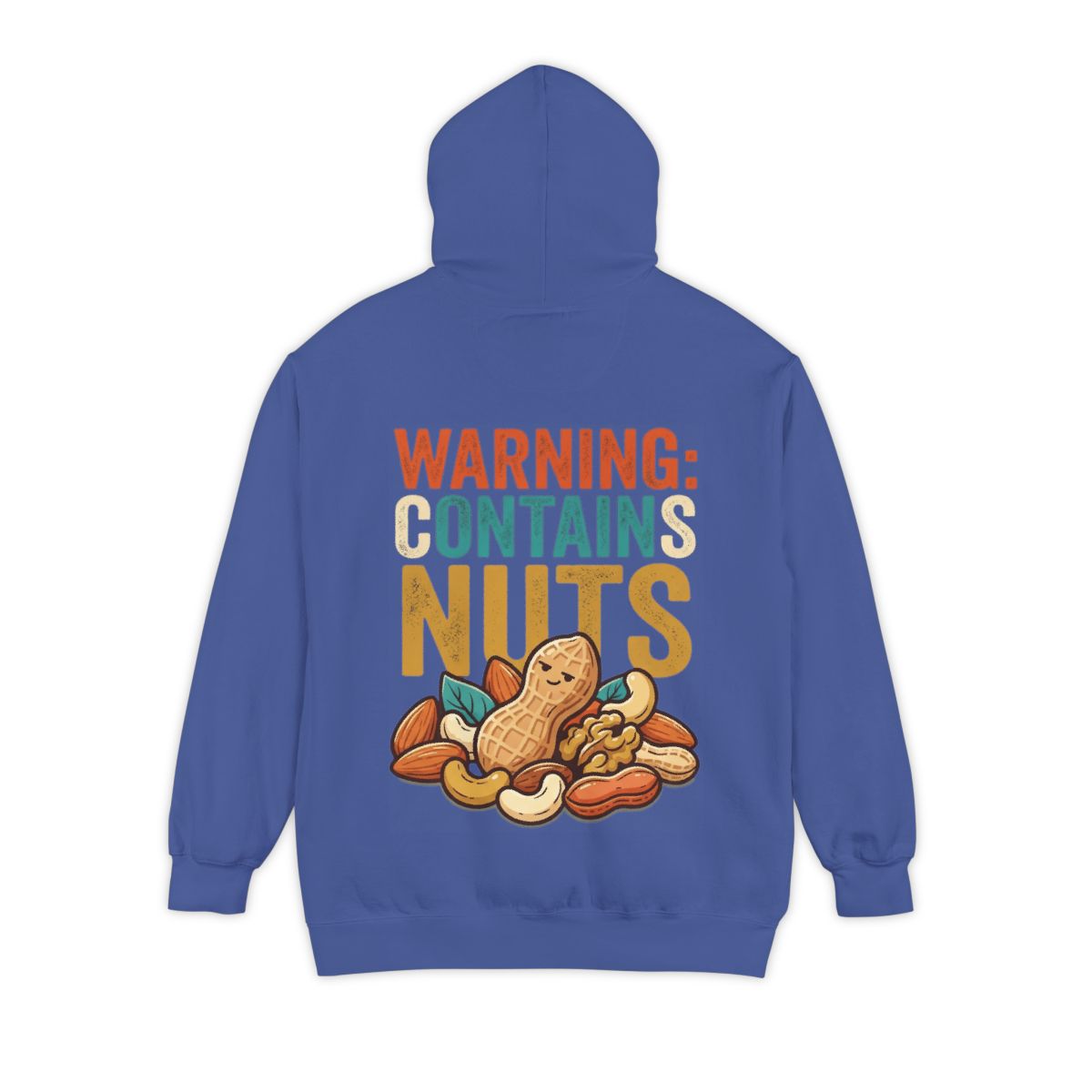 Color: Flo Blue | Warning Contains Nuts Garment-Dyed Hoodie