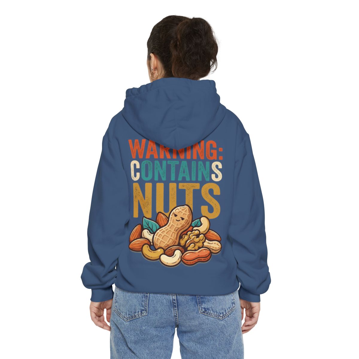 Color: True Navy | Warning Contains Nuts Garment-Dyed Hoodie