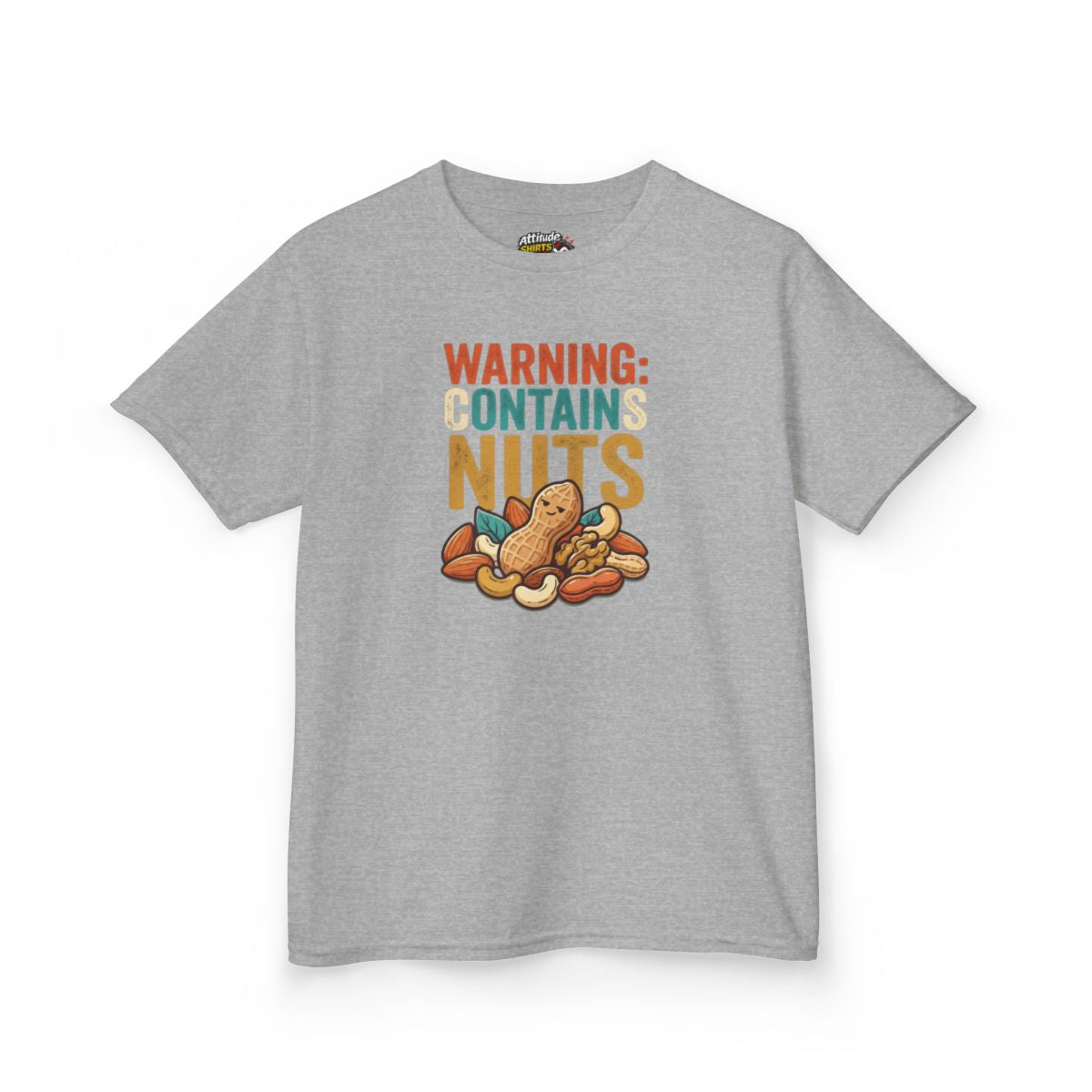 Color: Sport Grey | Warning Contains Nuts Kids Tee