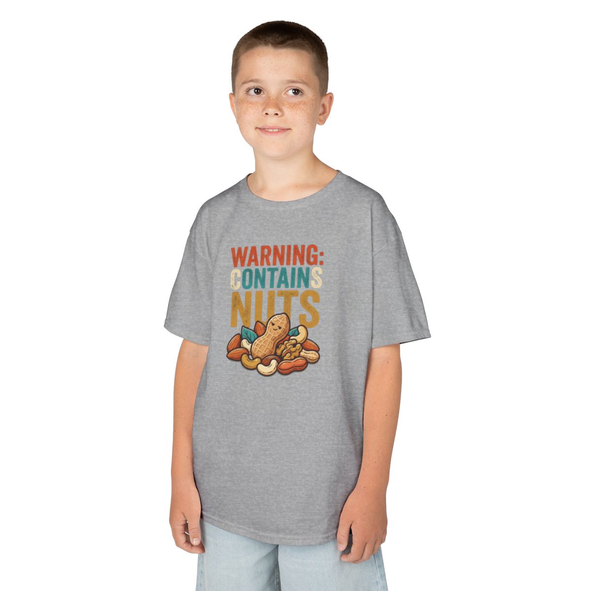 Color: Sport Grey | Warning Contains Nuts Kids Tee