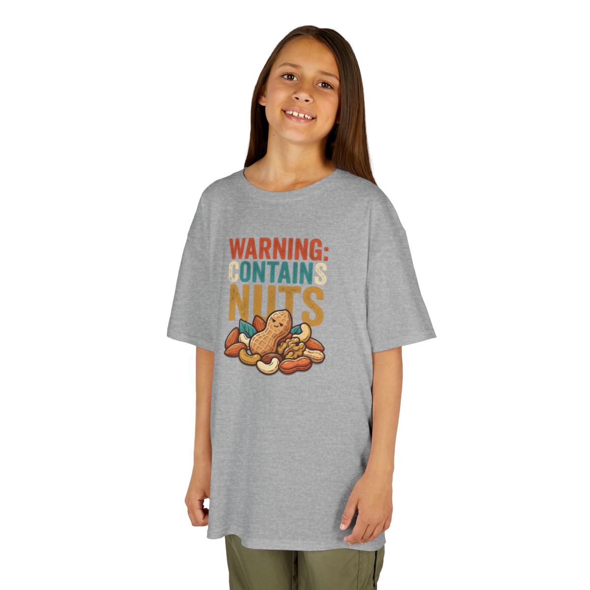 Color: Sport Grey | Warning Contains Nuts Kids Tee