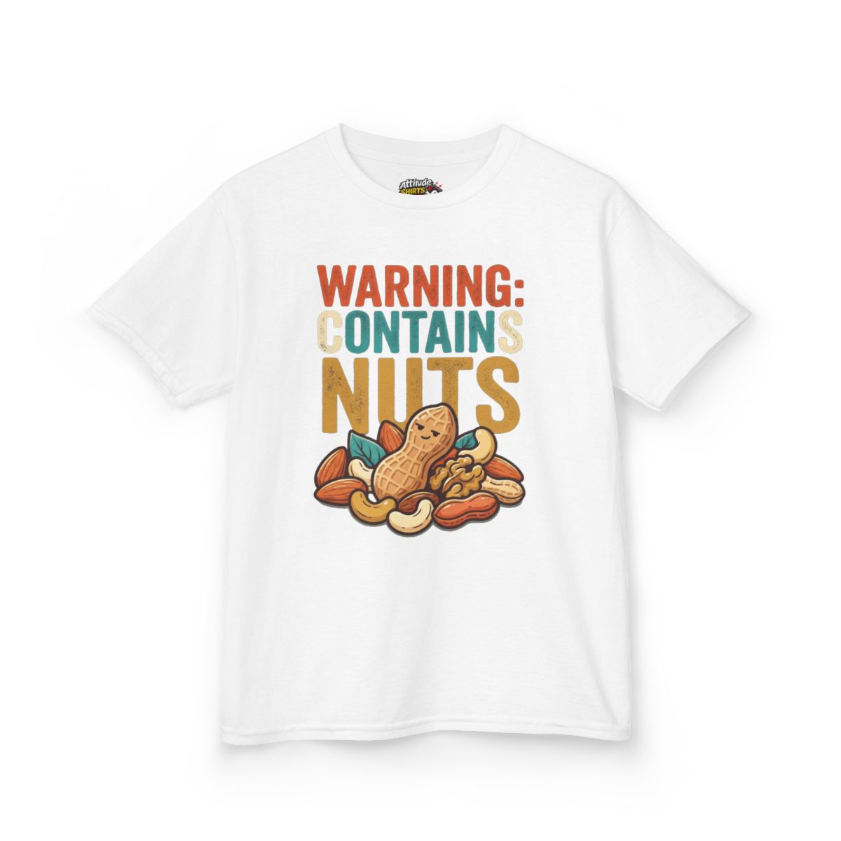 Color: White | Warning Contains Nuts Kids Tee