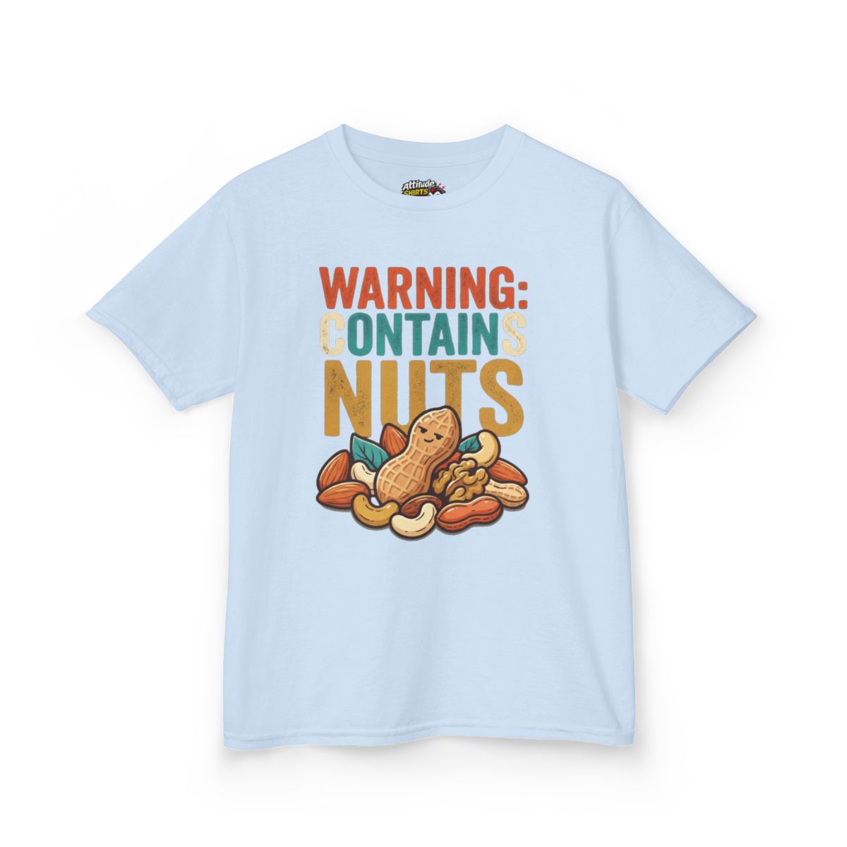 Color: Light Blue | Warning Contains Nuts Kids Tee
