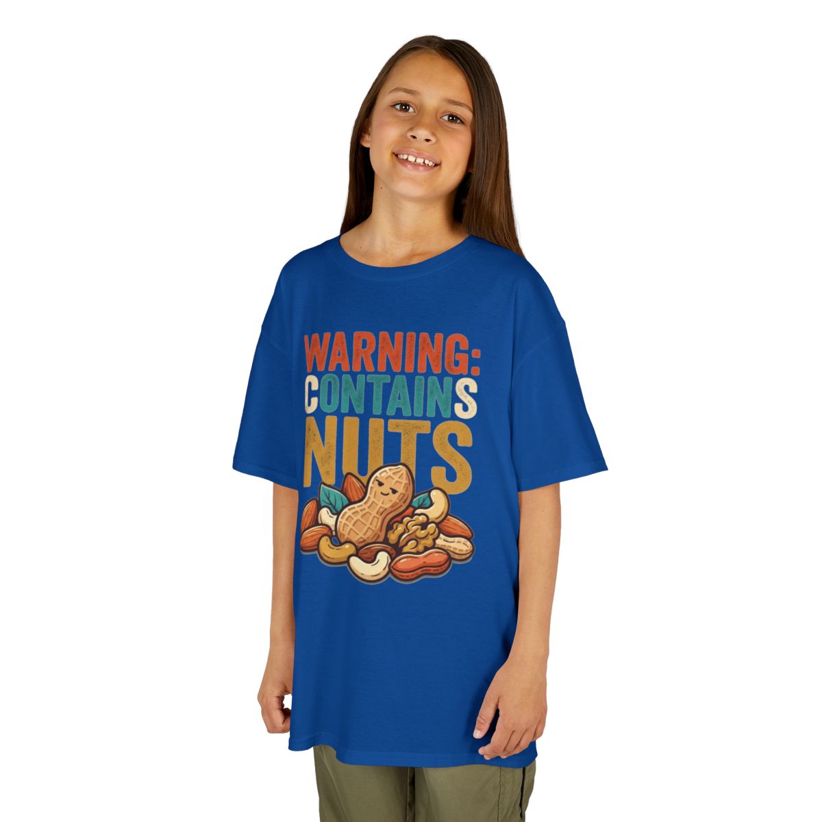 Color: Royal | Warning Contains Nuts Kids Tee