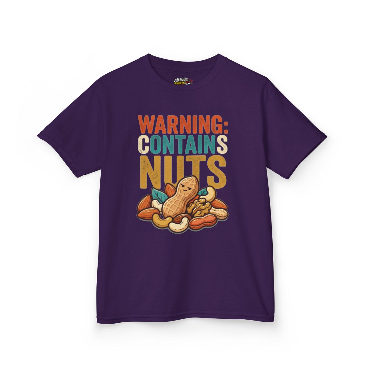 Color: Purple | Warning Contains Nuts Kids Tee