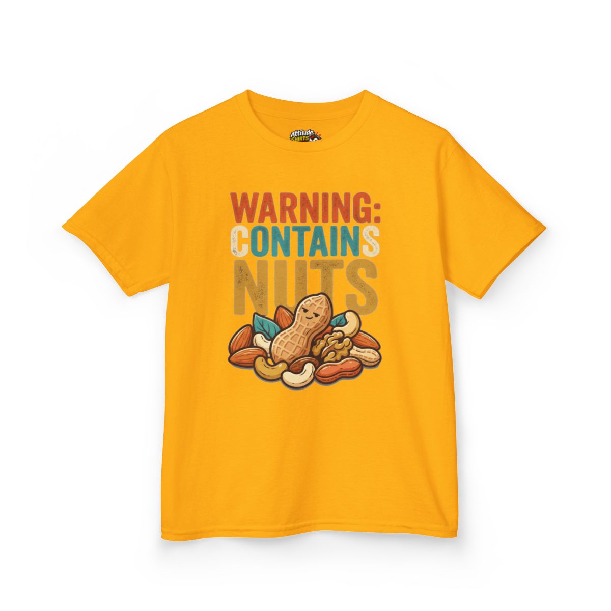 Color: Gold | Warning Contains Nuts Kids Tee