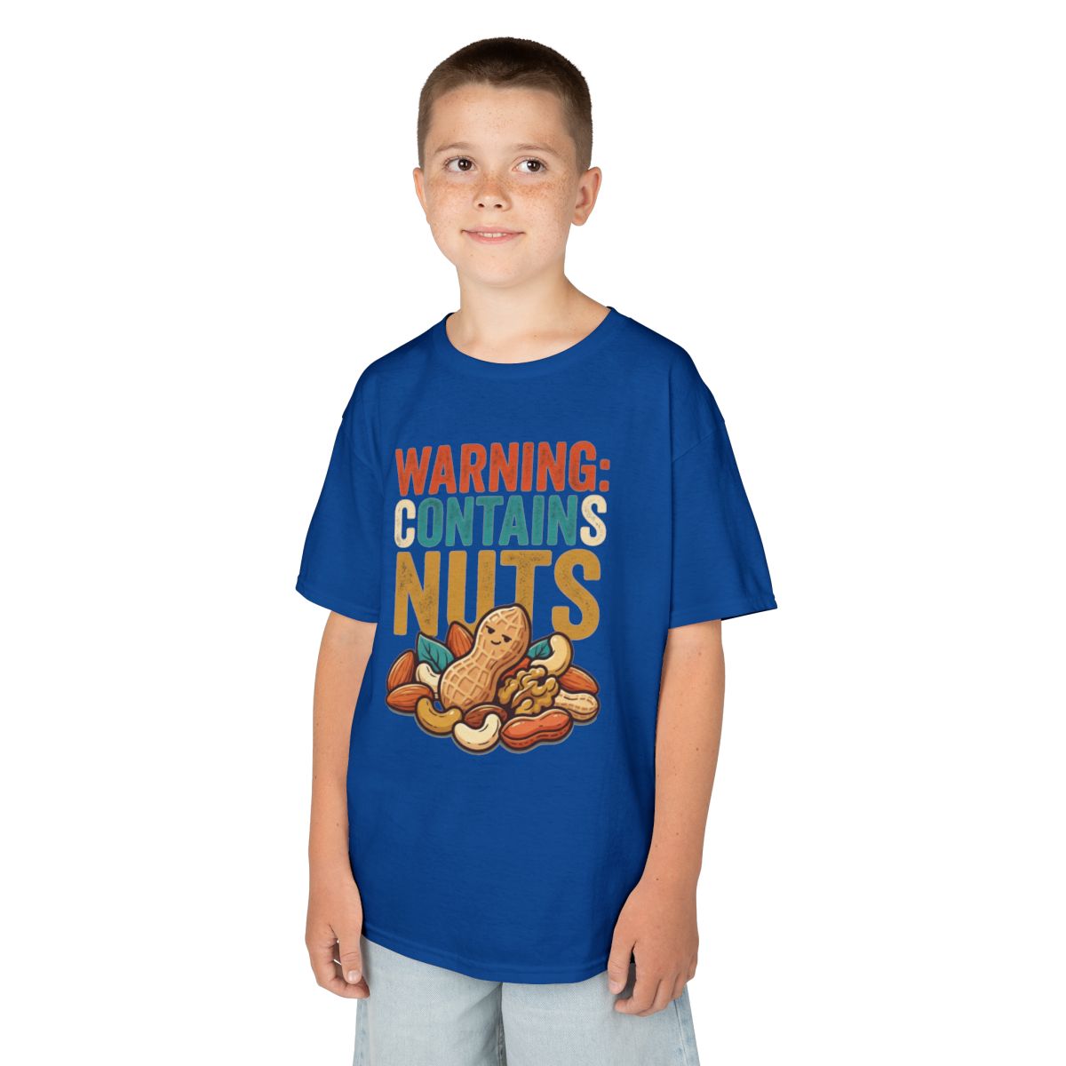 Color: Royal | Warning Contains Nuts Kids Tee